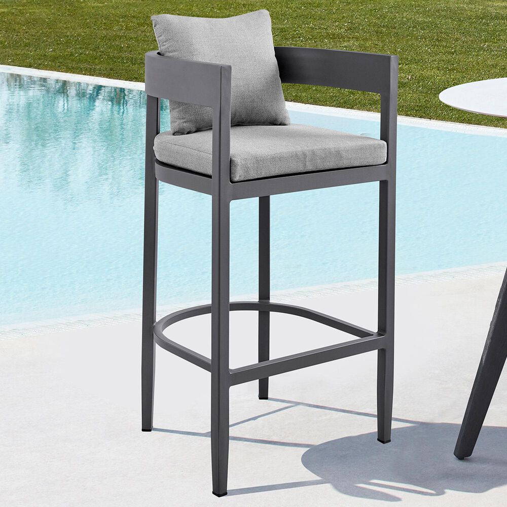 Armen Living Argiope Patio Counter Height Bar Stool in Dark Gray, , large