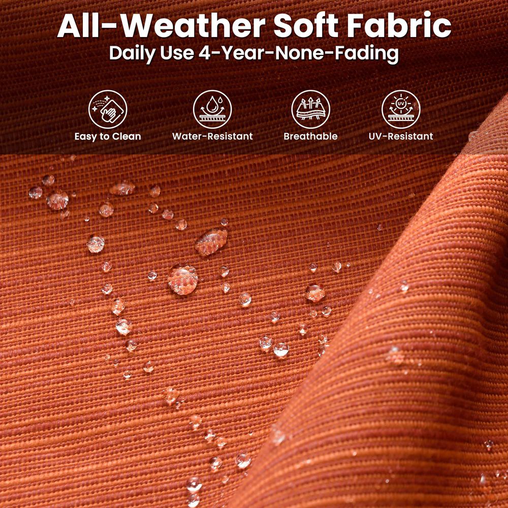 HOMLUX 7-Piece Patio Set with 42 Inch Fire Pit Table, Outdoor Wicker Sofa and Swivel Rocking Chairs, Brown Rattan in Orange Red, , large