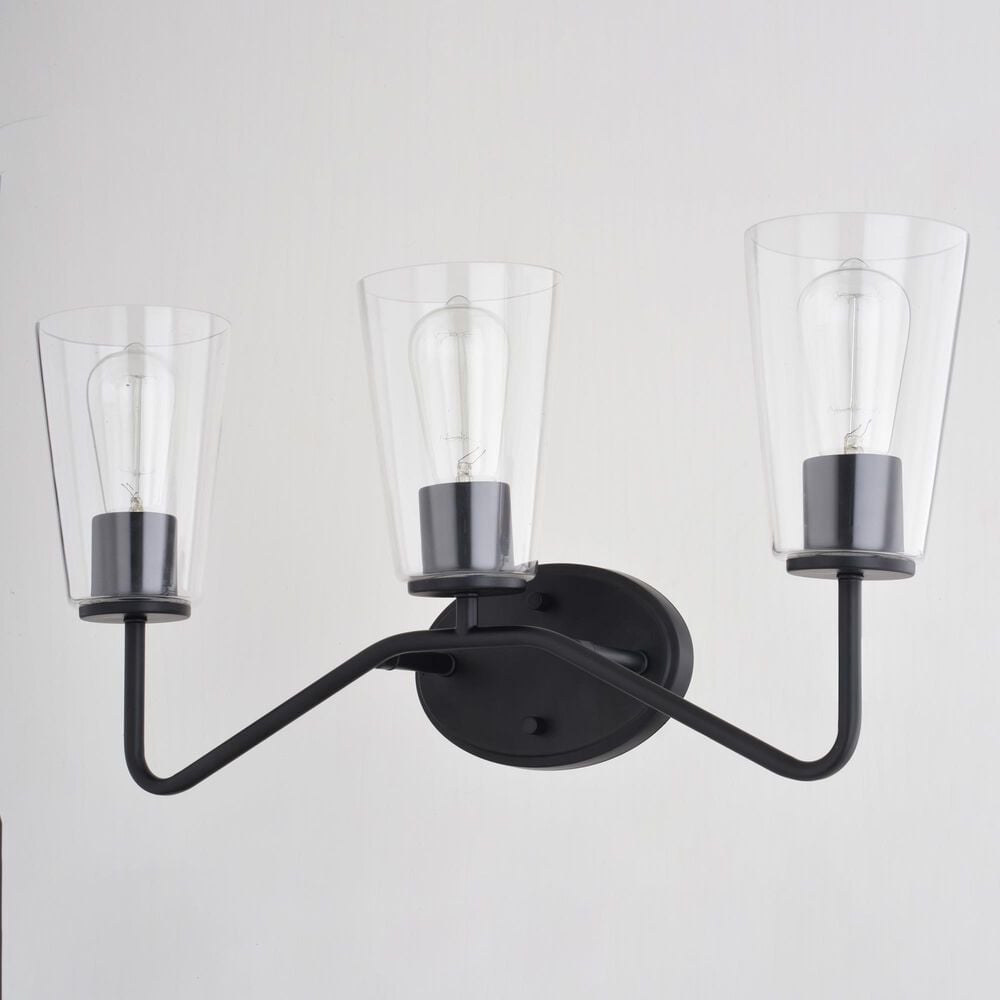 Vaxcel Beverly 3-Light Bathroom Vanity in Matte Black, , large