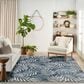 Nourison Garden Oasis Ivory and Navy 8" x 10" Indoor/Outdoor Area Rug, , large