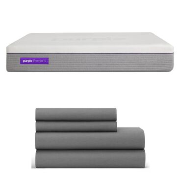 Purple Hybrid Premier 4 Extra Plush Queen Mattress in a Box + 4-Piece Softstretch Sheets in Stormy Grey, , large
