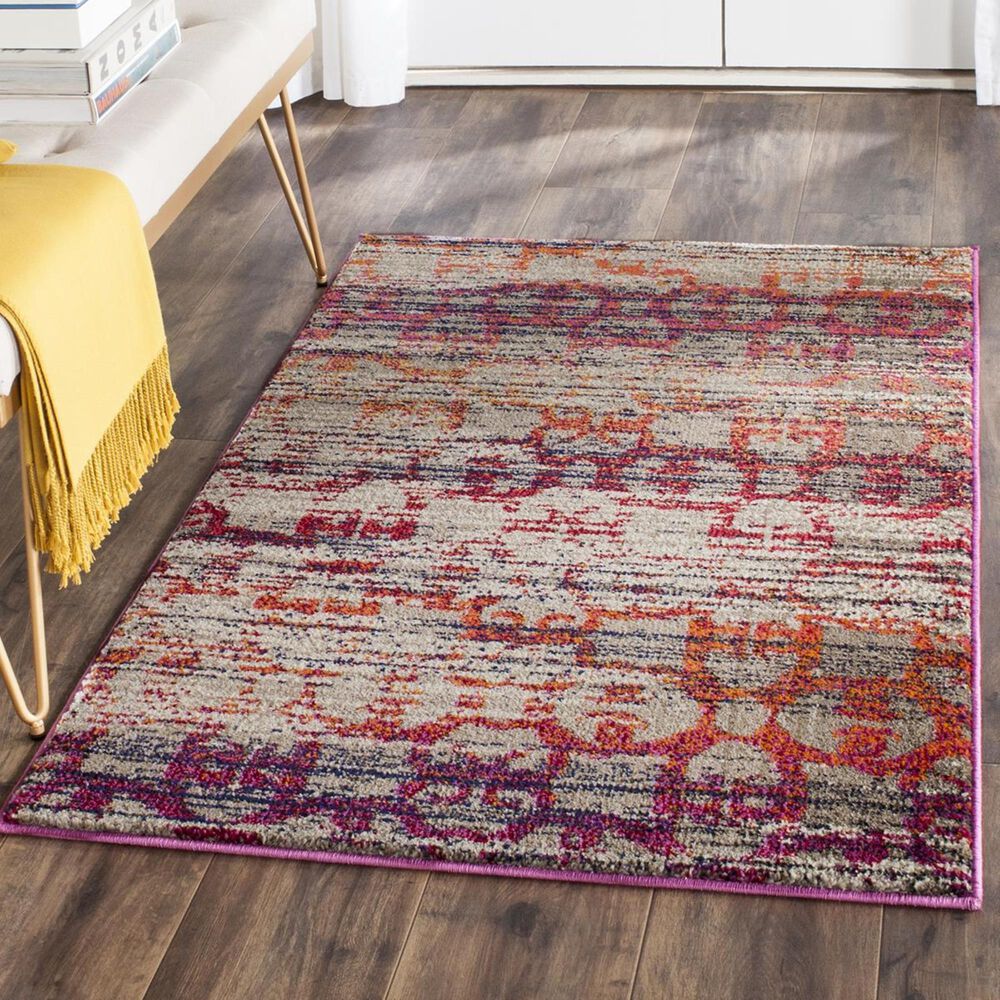 Safavieh Monaco MNC217G-3 3" x 5" Grey/Multi Area Rug, , large