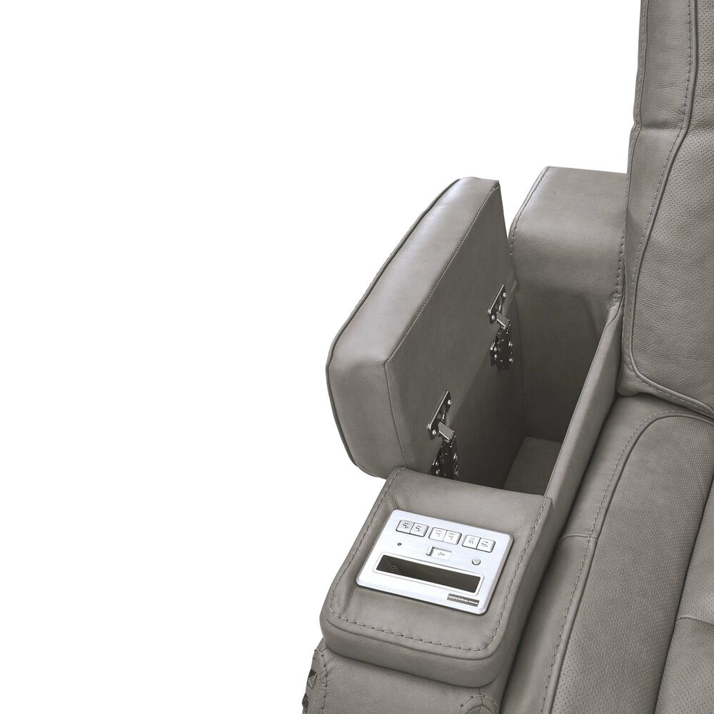 Ashley The Man-Den Power Reclining Sofa with Adjustable Headrest in Gray, , large