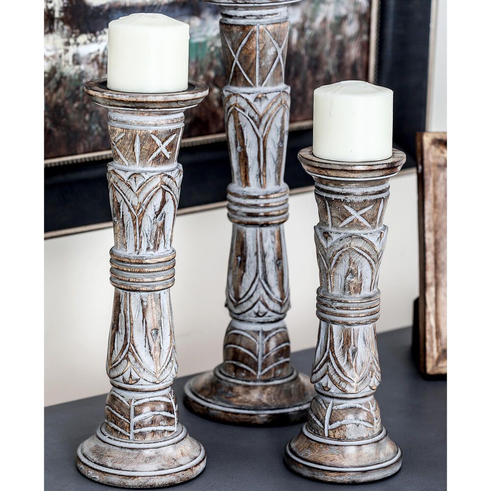 Maple and Jade 18&quot; Candle Holder in Light Brown &#40;Set of 3&#41;, , large