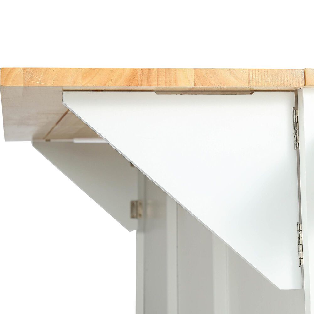 HOMLUX 53" Kitchen Island with Drop-Leaf in White, , large