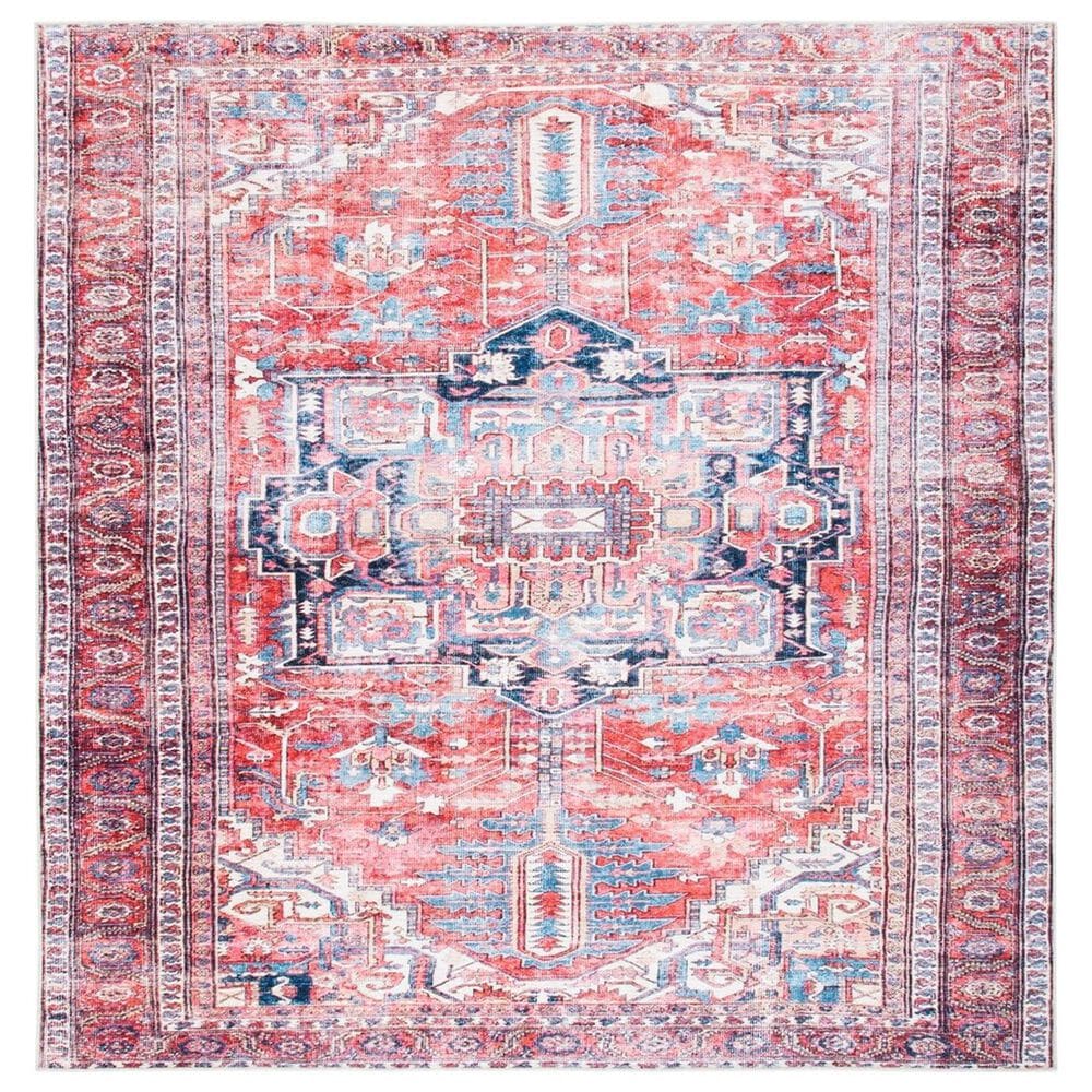 Safavieh Serapi 6"7" Square Red and Navy Area Rug, , large