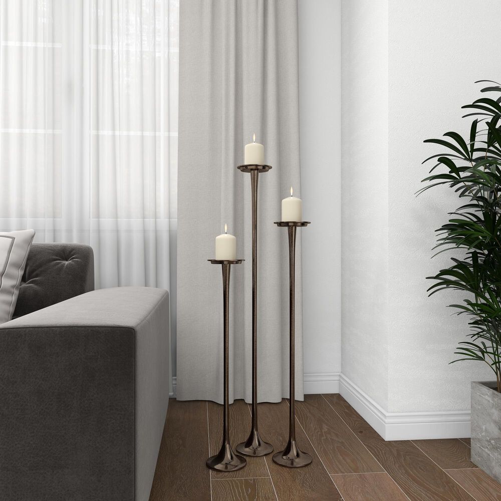 Maple and Jade 40&quot; Modern Candle Holder in Antique Bronze &#40;Set of 3&#41;, , large