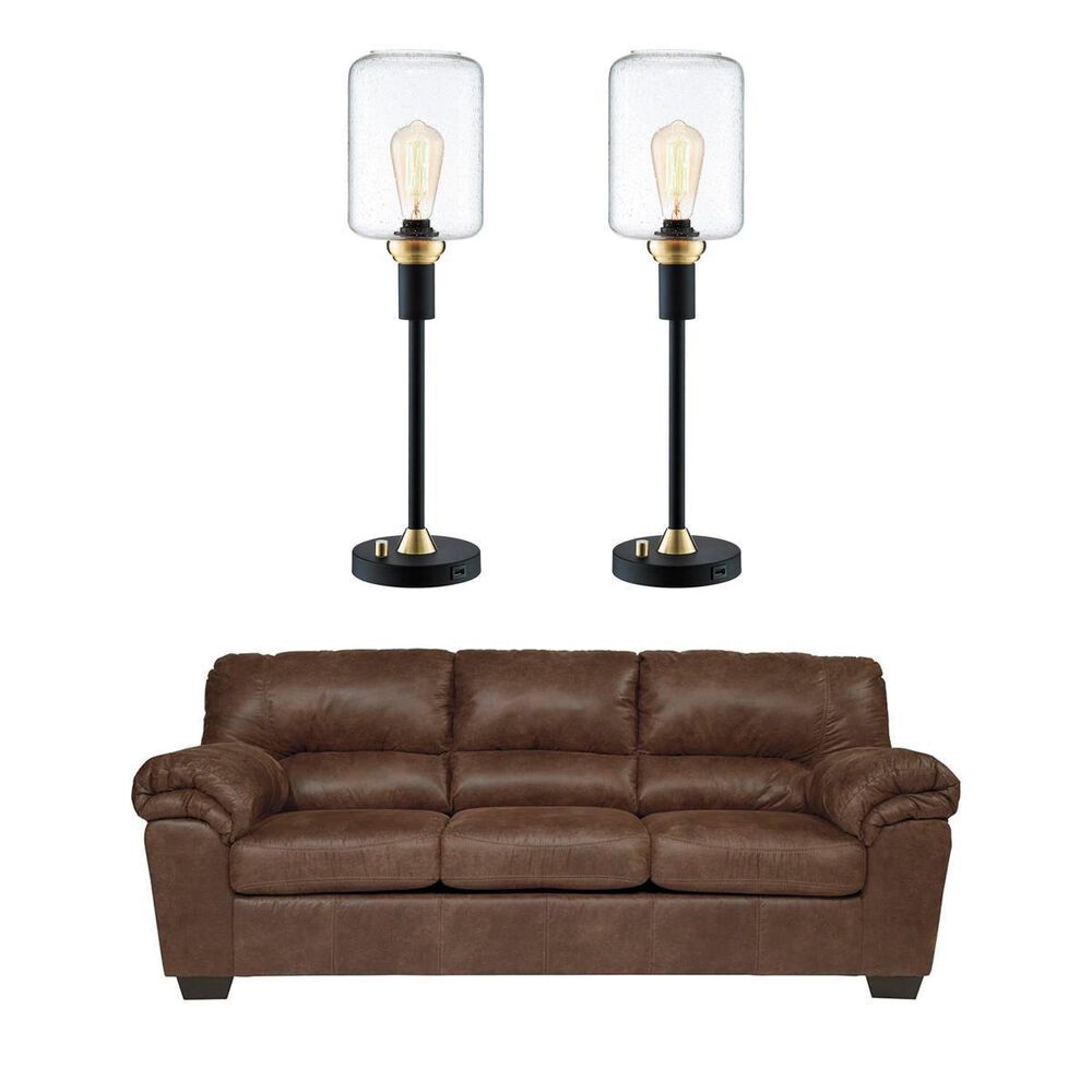 Ashley Sofa and Pair of Lamps, , large
