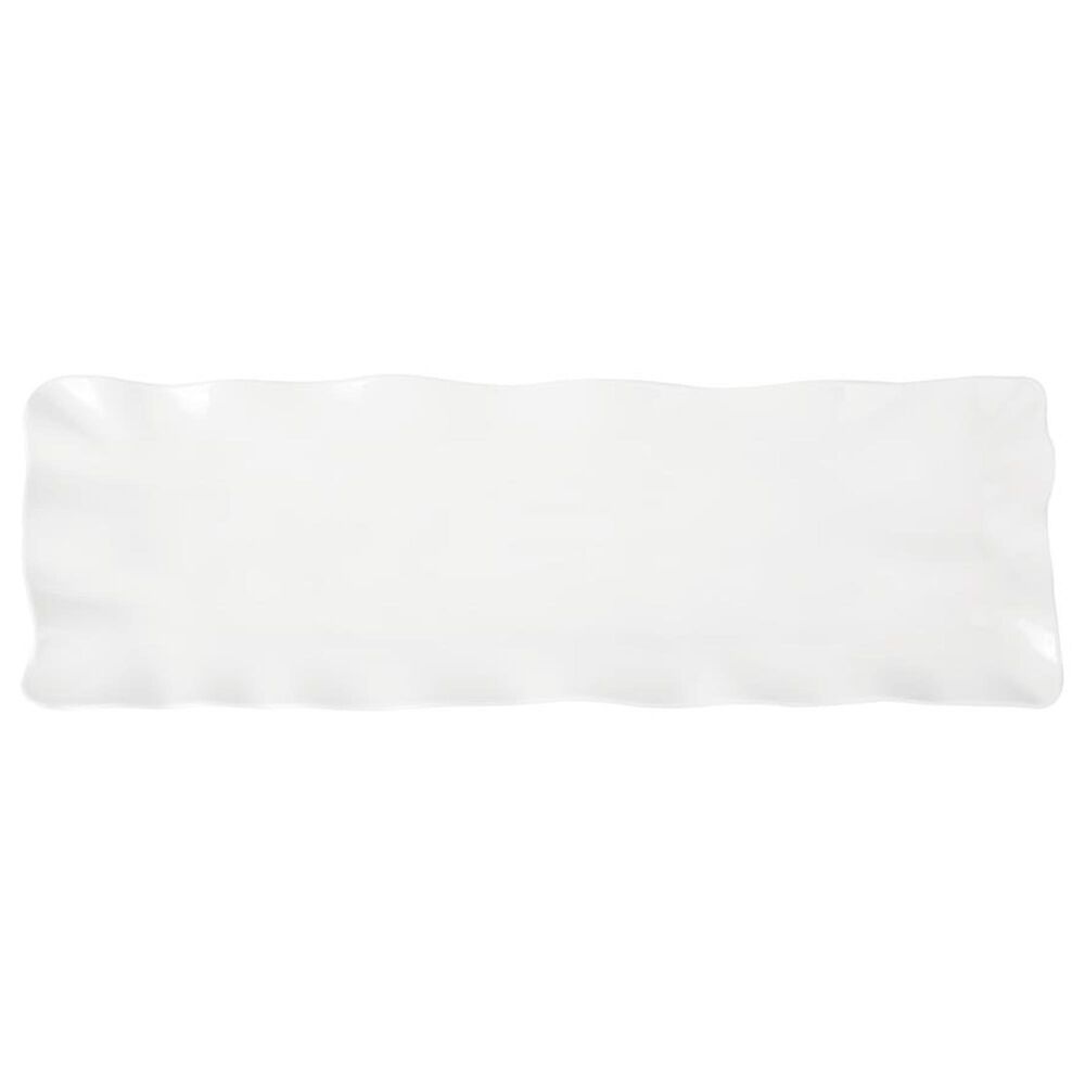 Supreme Melamine 20.75" Ruffle Rectangular Serving Tray in White, , large