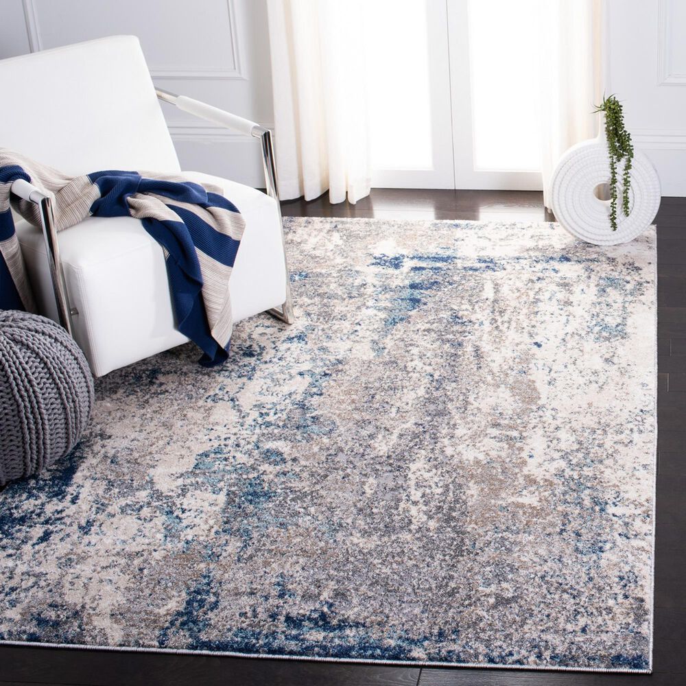 Safavieh Aston ASN718 3&#39; x 5&#39; Grey and Navy Area Rug, , large