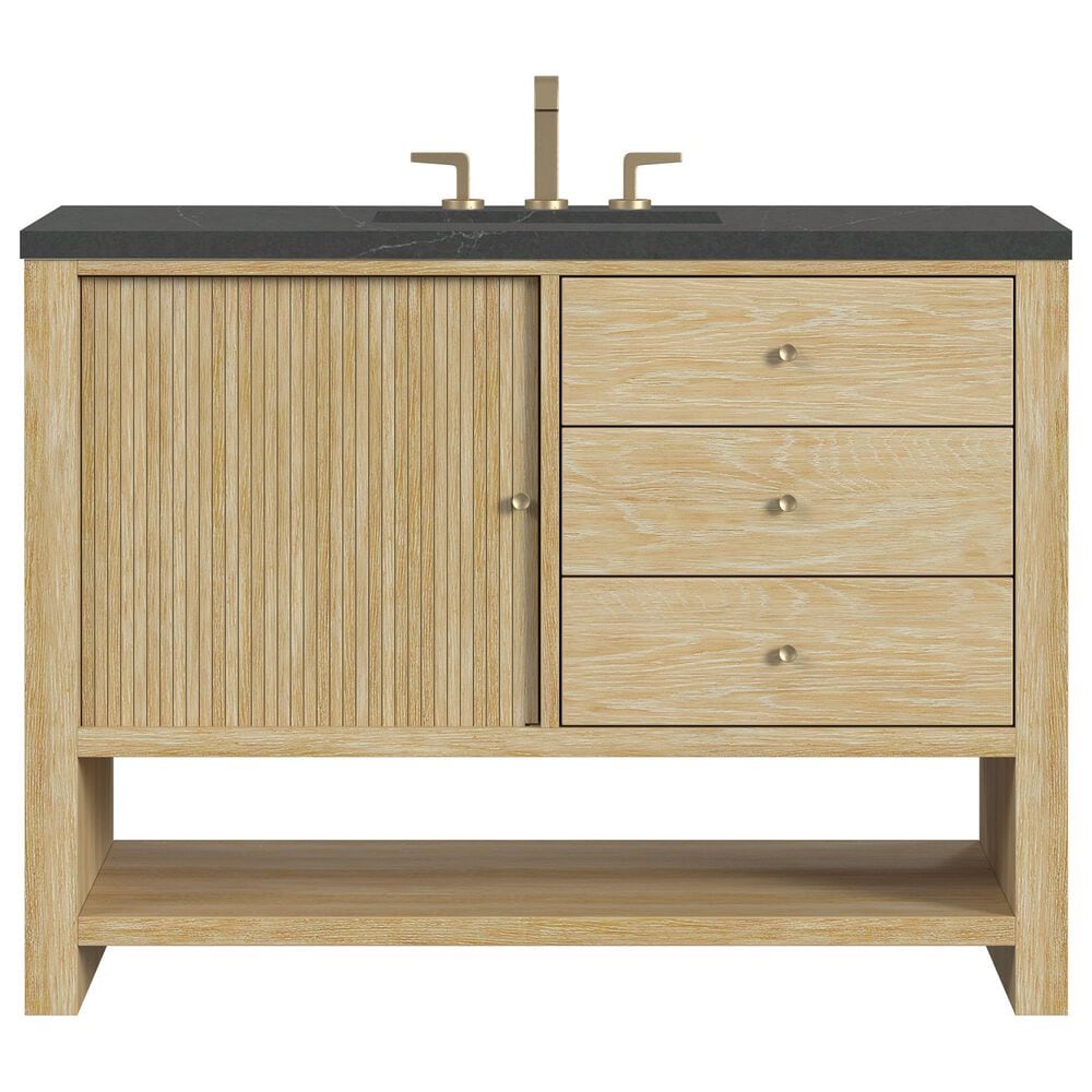 James Martin Vanities Marigot Single 48&quot; Single Vanity in Sun-washed Oak with 3 cm Charcoal Soapstone Quartz Top, , large