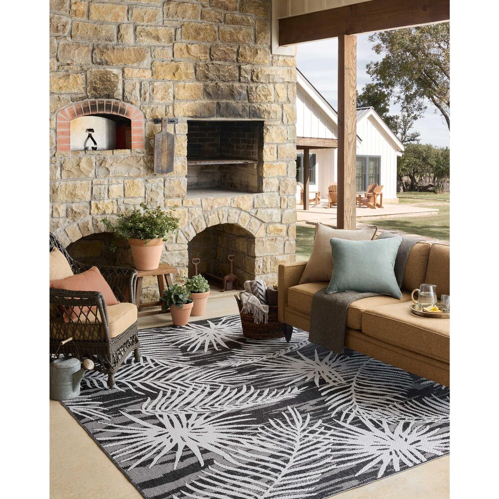Loloi Easton Ivory and Onyx 8&#39;6&quot; x 11&#39;6&quot; Indoor/Outdoor Area Rug, , large