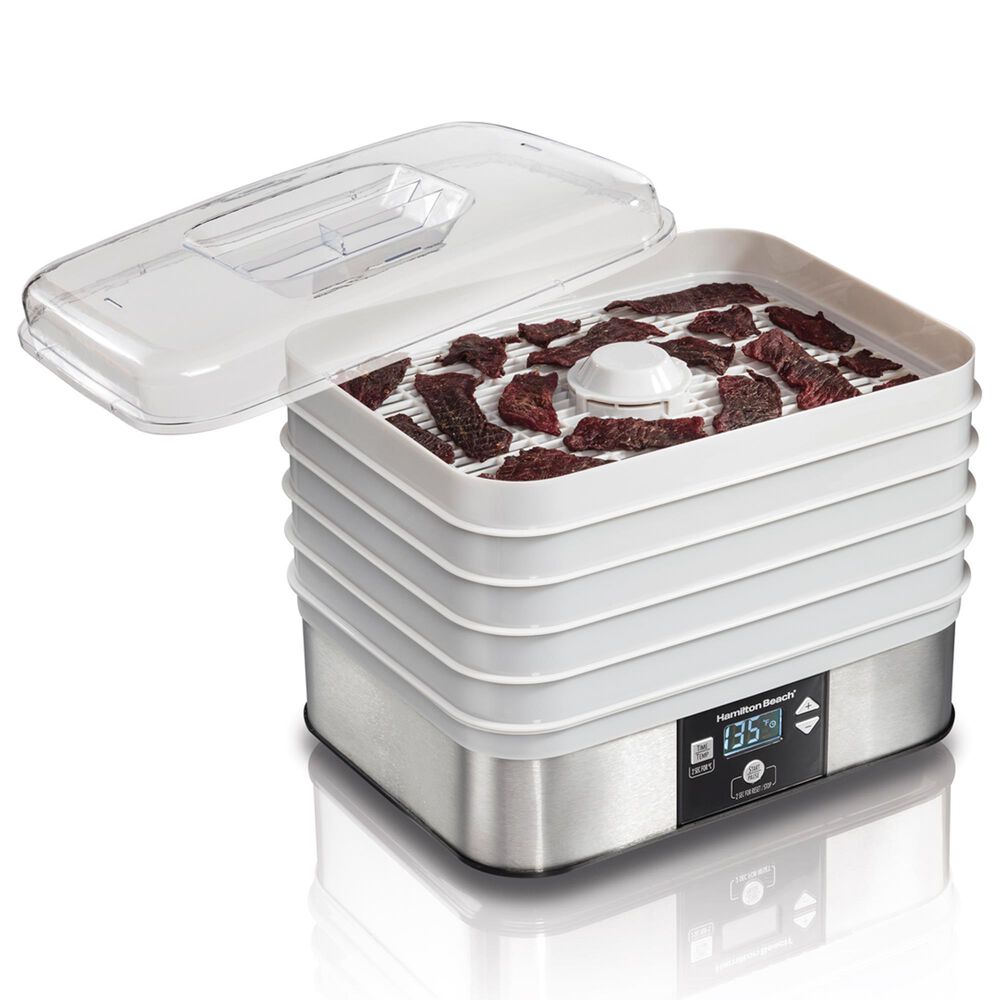 Hamilton Beach 5-Tray Food Dehydrator in Silver and White, , large