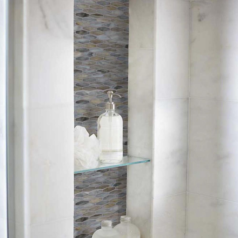 MS International Mochachino Taupe 12&quot; x 12&quot; Hexagon Glass Mosaic Sheet, , large