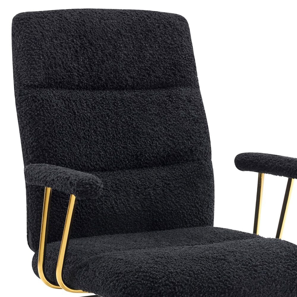 Rta Products Llc Elegant Textured Boucle Office Chair with Padded Arms in Black, , large