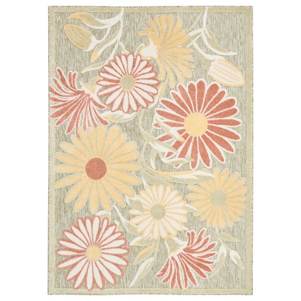 Nourison Aloha ALH33 Sage and Rose 5"3" x 7"5" Indoor/Outdoor Area Rug, , large