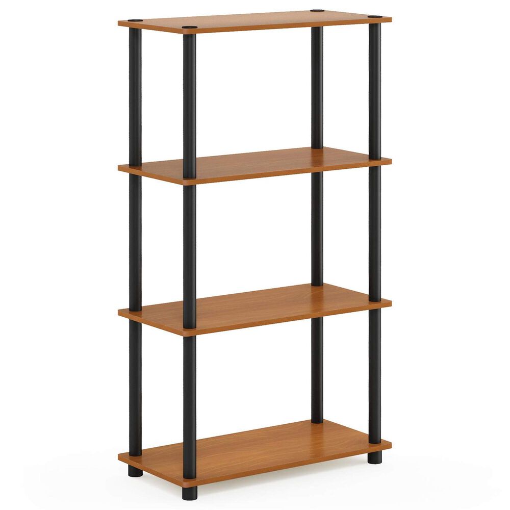 HOMLUX Turn-N-Tube 4-Tier Multipurpose Shelf Display Rack in Light Cherry and Black, , large