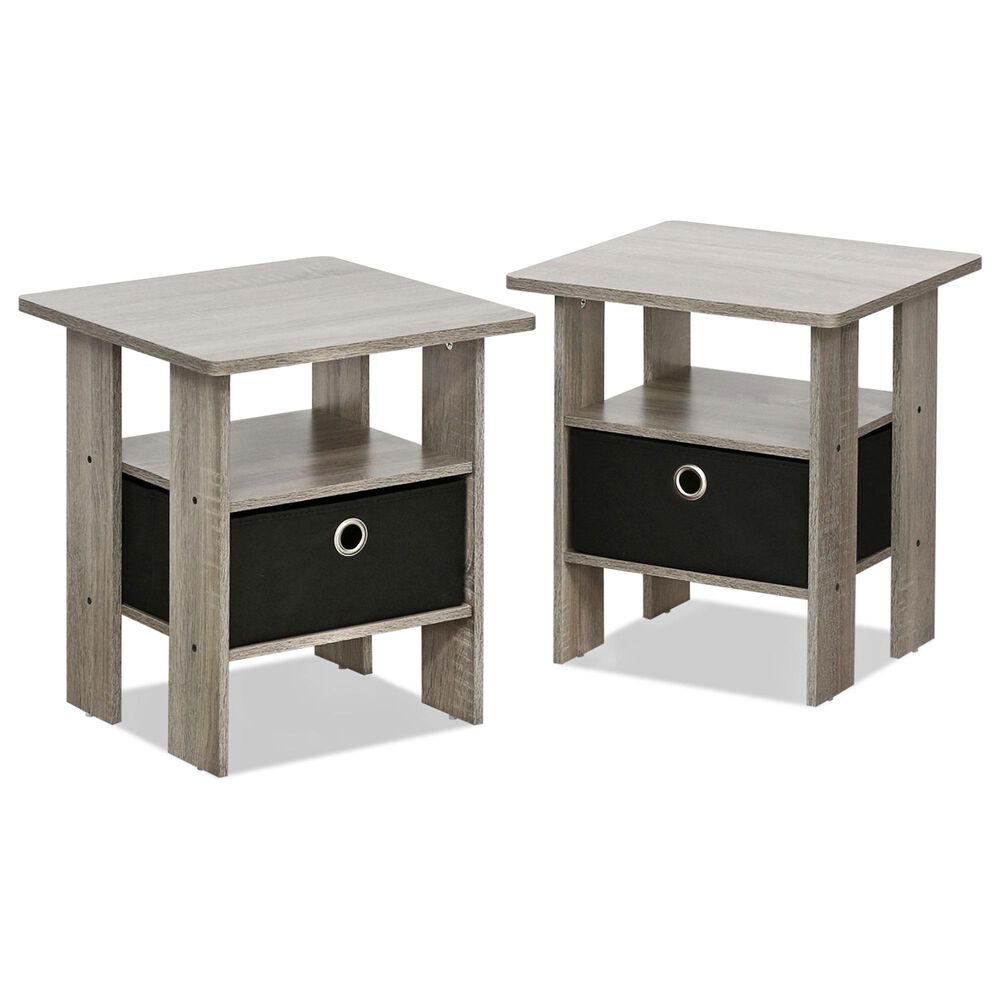 HOMLUX 2-Piece 1-Shelf End Table with Bin Drawer in French Oak, , large
