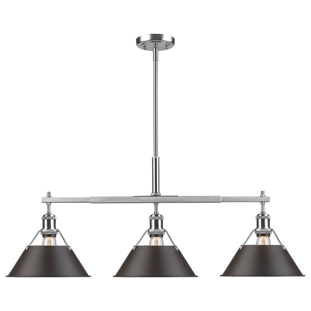 Golden Lighting Orwell 3-Light Linear Pendant with Rubbed Bronze Shade in Pewter, , large
