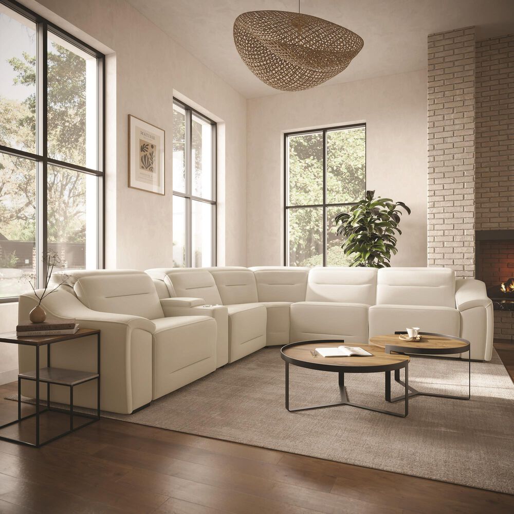 Interlochen 6-Piece Power Reclining L-Shaped Sectional with Power Headrest in Ice White, , large