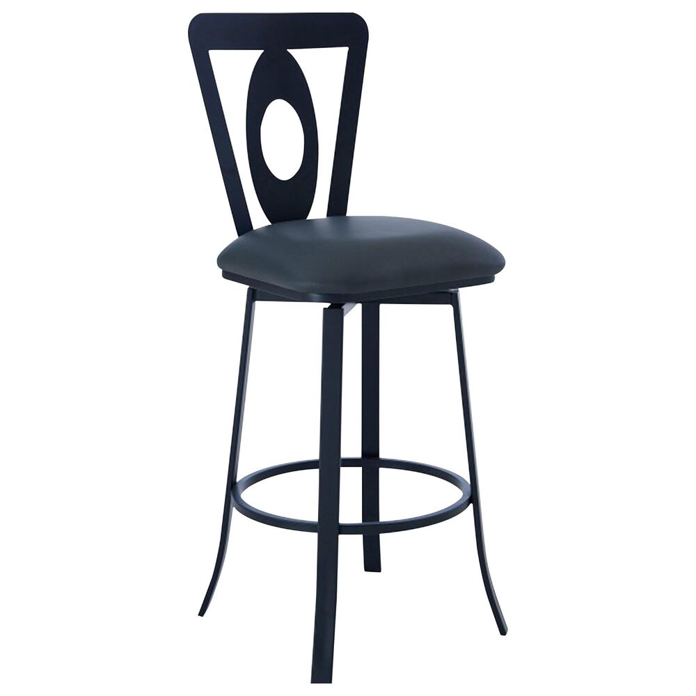 Blue River Lola 30" Bar Stool with Grey Cushion in Matte Black, , large