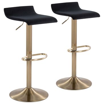 Lumisource Ale Adjustable Swivel Barstool in Black (Set of 2), , large