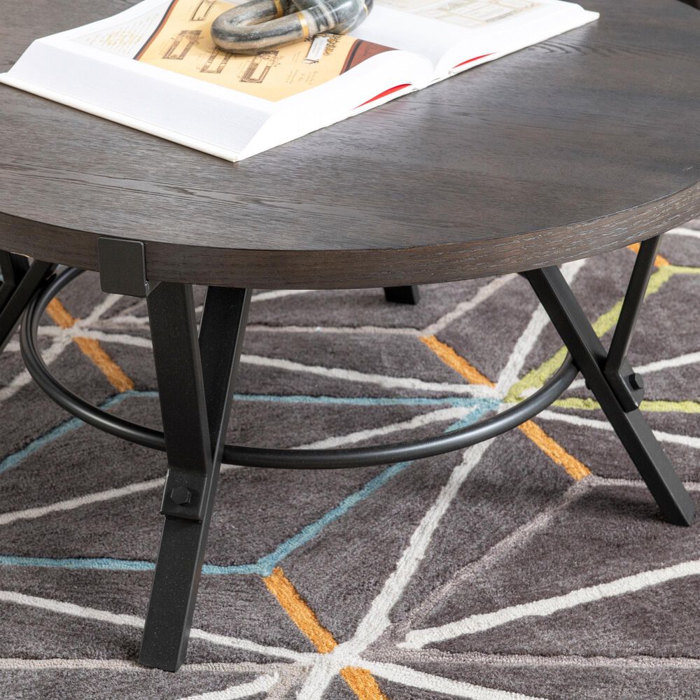 Linon Home Decor Glenroy 3-Piece Occasional Table Set in Charcoal Brown and Charcoal Grey, , large