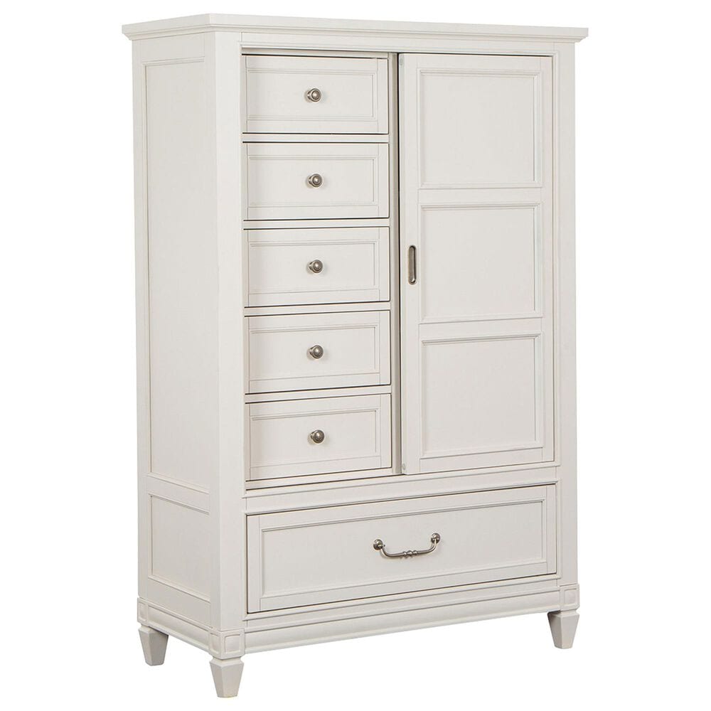 Nicolette Home Willowbrook 5-Piece Queen Panel with Upholstered Headboard Bedroom Set in Egg Shell White, , large