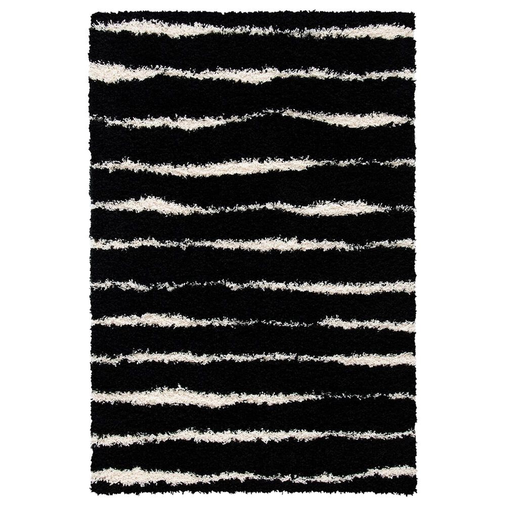 Safavieh Venus Shag VNS603Z 5"3" x 7"6" Black and Ivory Area Rug, , large