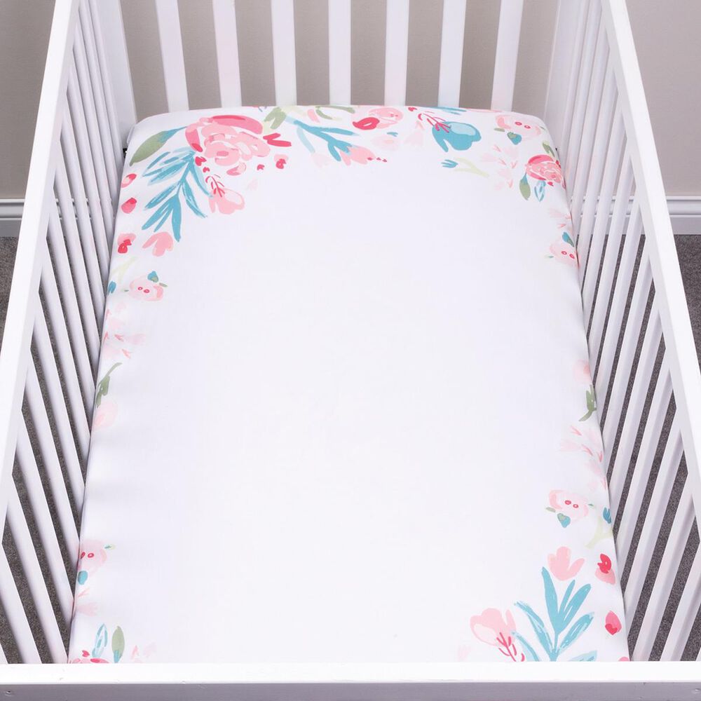 Trend Labs Painterly Floral Photo Op Fitted Crib Sheet in White, , large