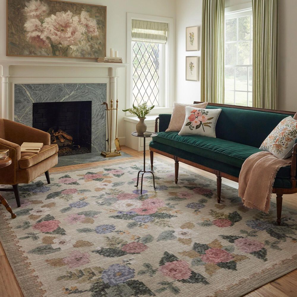 Rifle Paper Co. x Loloi Rosa Antique Rose 5&#39; x 7&#39;6&quot; Cream Area Rug, , large