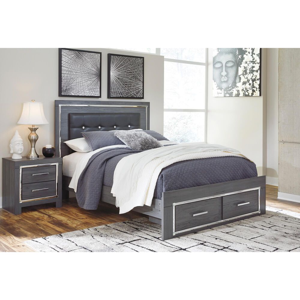 Ashley Lodanna Queen Panel Bed with 2 Storage Drawers in Gray, , large