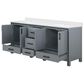 Lexora Home Ziva 80" Double Bathroom Vanity in Dark Grey with 2 cm White Quartz Top and Rectangular Sinks, , large