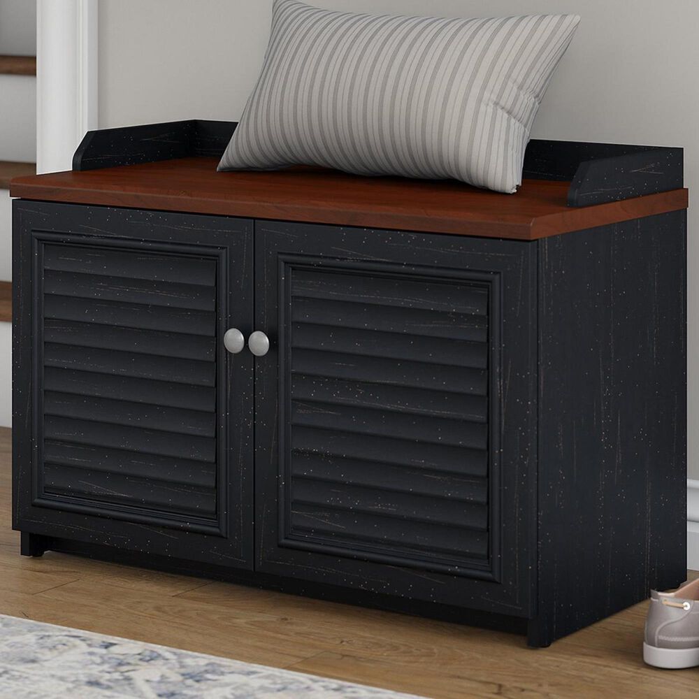 Bush Fairview Shoe Storage Bench in Antique Black, , large