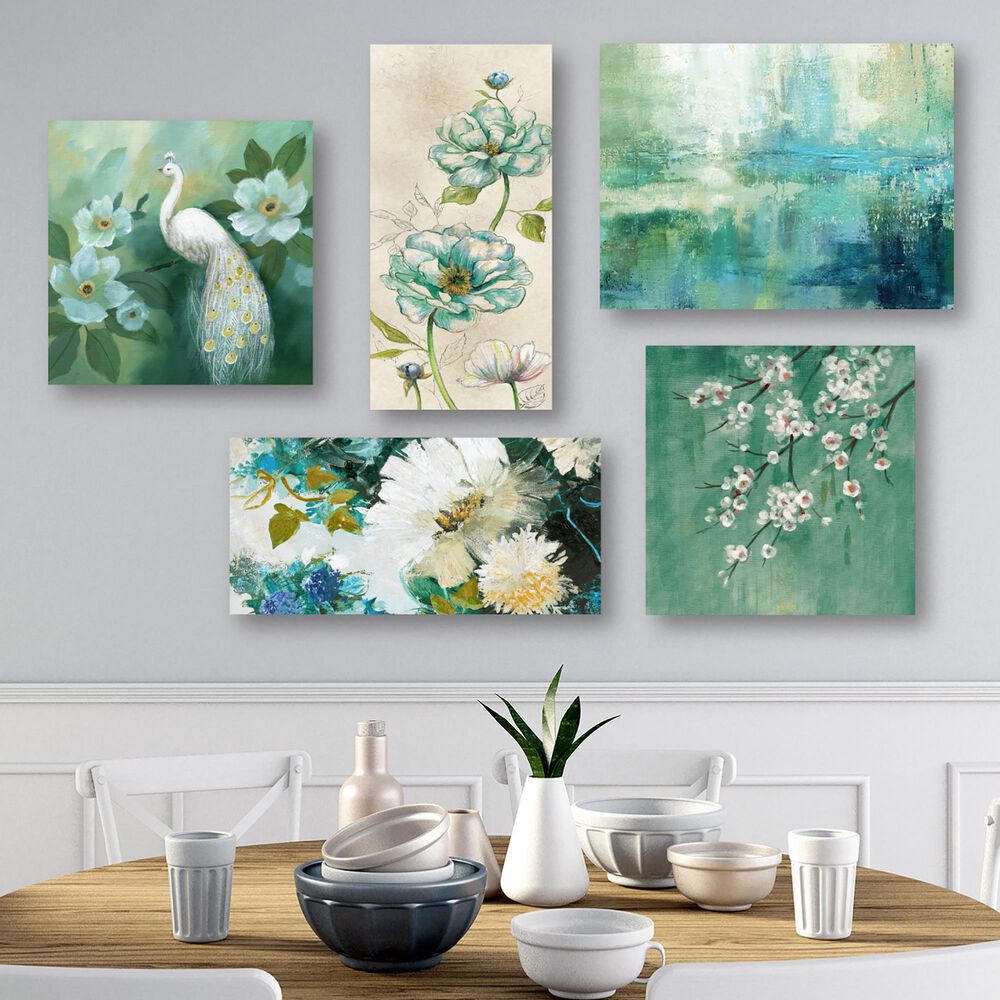 Courtside Market Teal Peacock 5-Piece Canvas Set, , large