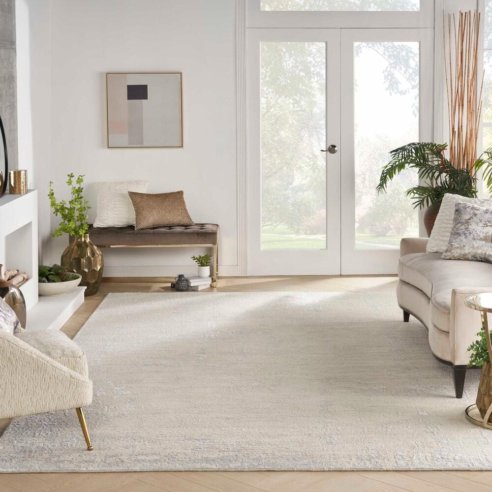 Nourison Luna 8&#39;6&quot; x 11&#39;6&quot; Ivory, Silver and Blue Area Rug, , large