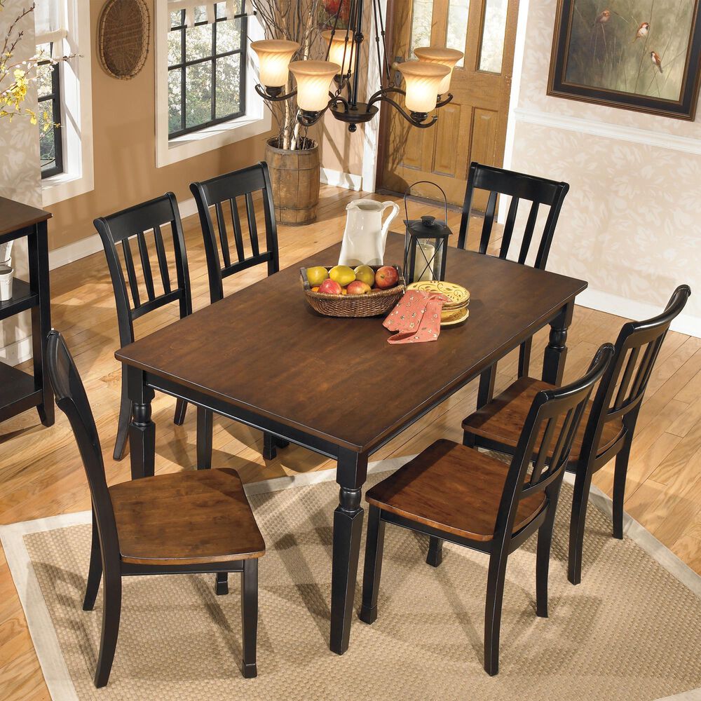 Ashley Owingsville 7-Piece Dining Set in Black and Brown, , large
