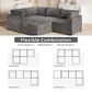 HOMLUX 5-Piece Mod Sectional with Chaise in Gray, , large