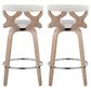 LumiSource Gardenia Swivel Fixed-Height Counter Stool with Cream Fabric Upholstery in Chrome and Whitewashed (Set of 2), , large