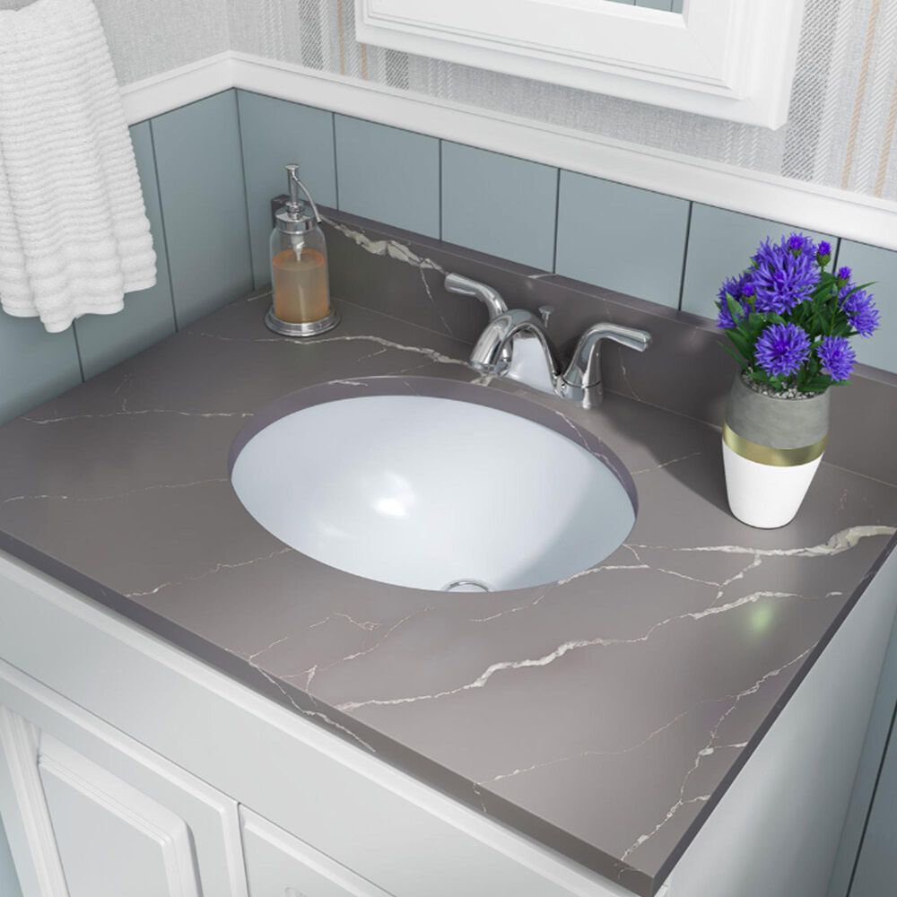 MSI 17.1" x 14.12" Oval Porcelain Undermount Bathroom Vanity Sink in White, , large