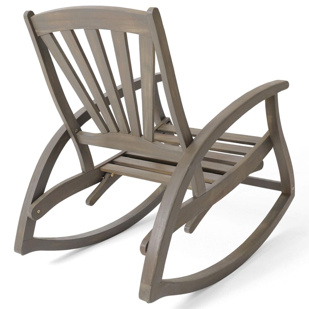 Hearth and Haven Sunview Outdoor Rocking Chair with Retractable Footrest in Grey, , large