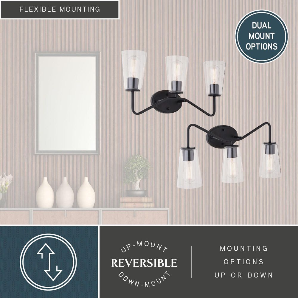 Vaxcel Beverly 3-Light Bathroom Vanity in Matte Black, , large