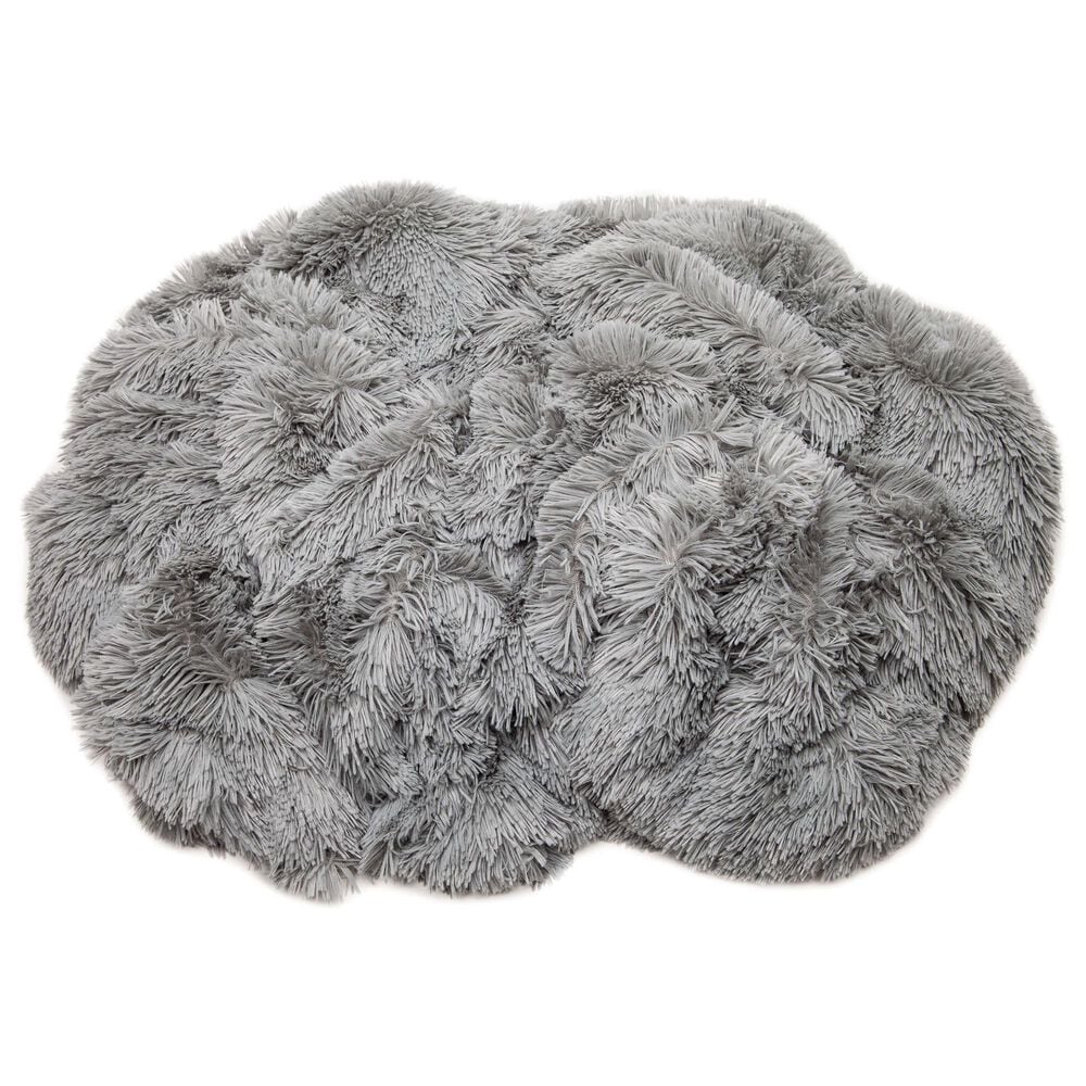 50&quot; x 65&quot; Faux Long Fur Throw Blanket in Gray, , large