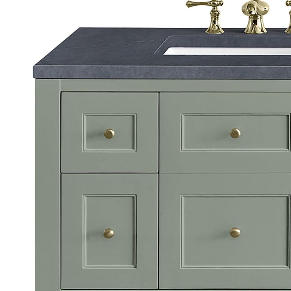 James Martin Vanities Breckenridge 72&quot; Double Bathroom Vanity in Smokey Celadon with 3 cm Charcoal Soapstone Quartz Top and Rectangular Sinks, , large