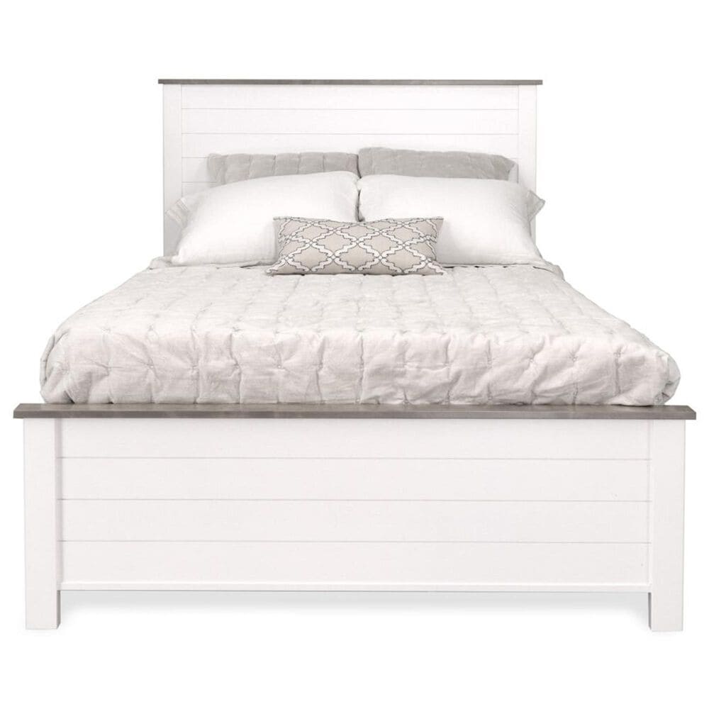 Archbold Furniture PortlandQueen Shiplap Panel Bed in Driftwood and Snow White, , large