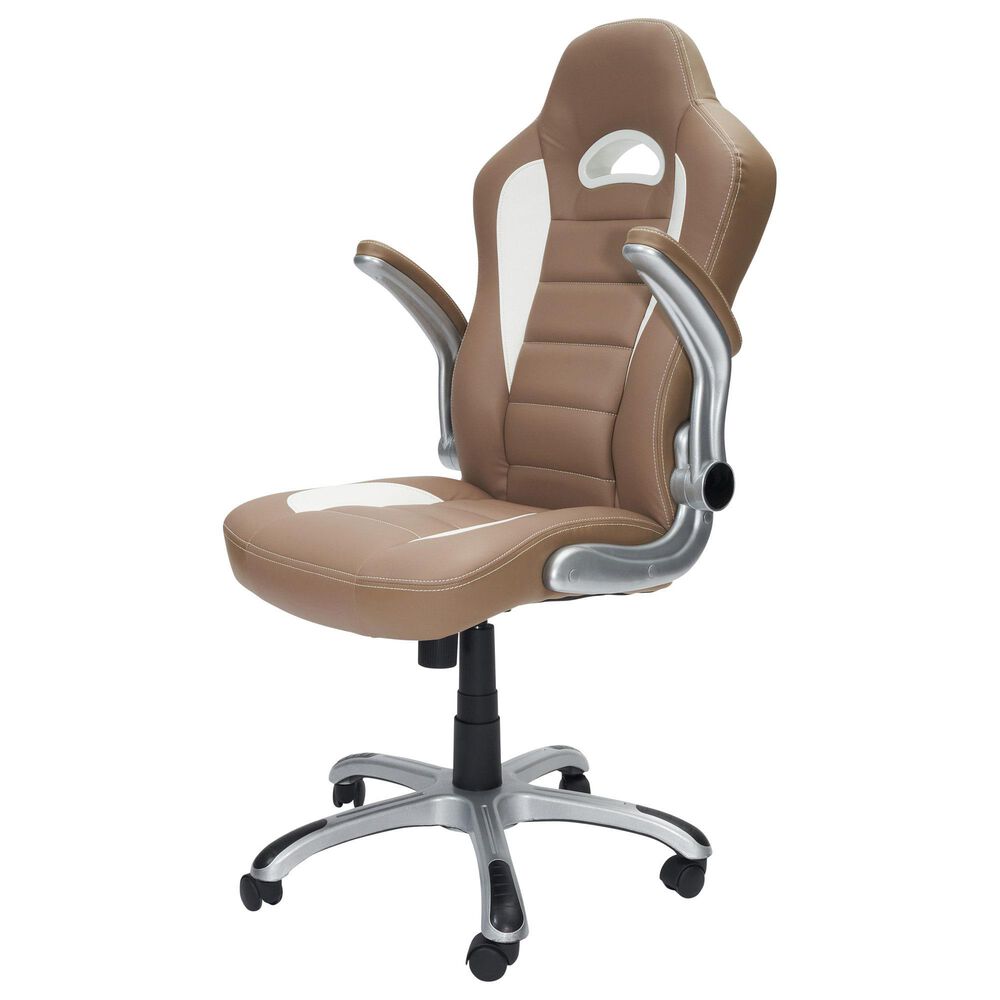 Rta Products Llc High Back Executive Sport Race Office Chair with Flip-Up Arms in Camel, , large