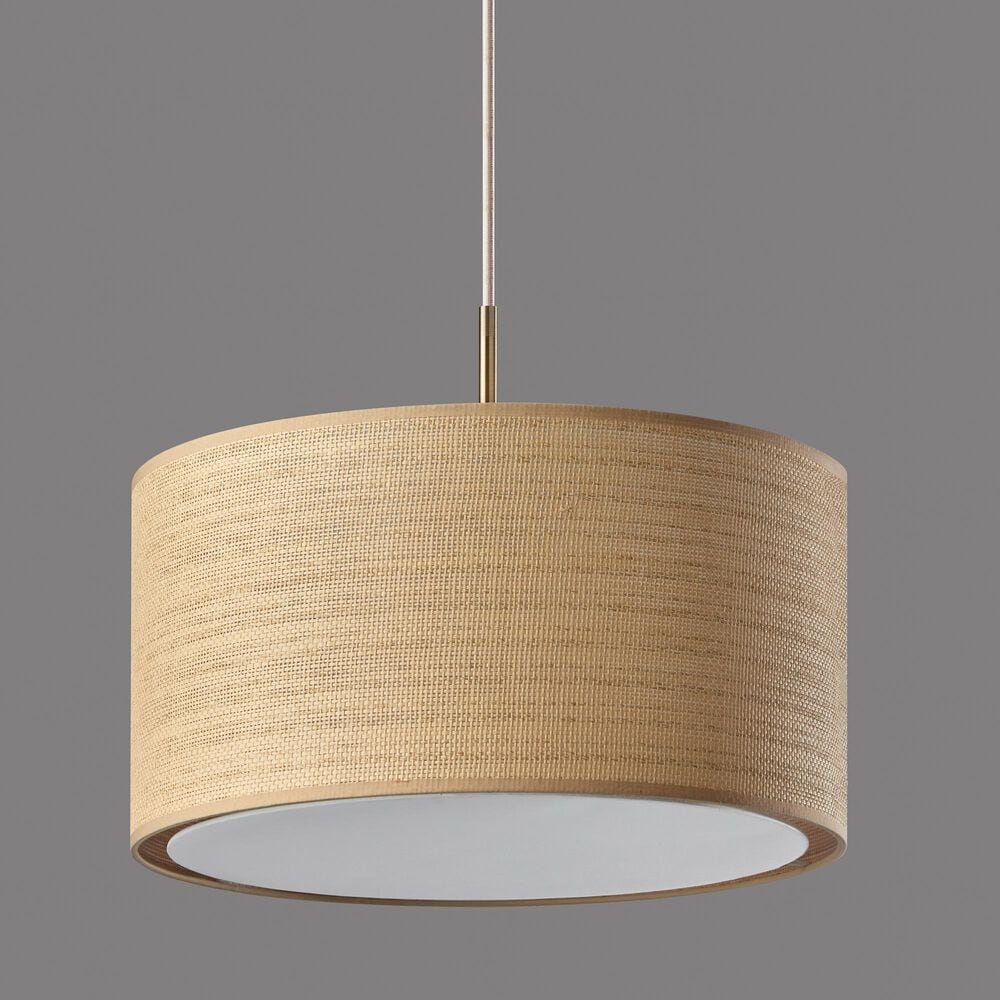 Adesso Harvest 1-Light Large Drum Pendant in Antique Brass, , large