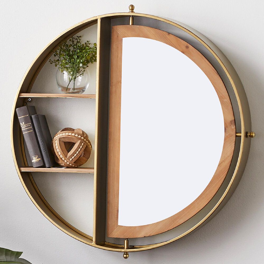 Maple and Jade 28&quot; x 27&quot; Wall Shelf in Gold, , large
