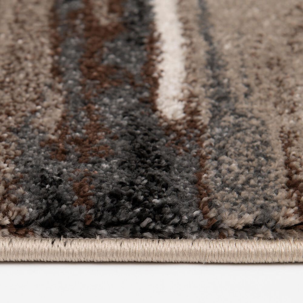 Central Oriental Oklahoma Ottolie White Sand and Truffle 5' x 7'3" Area Rug, , large