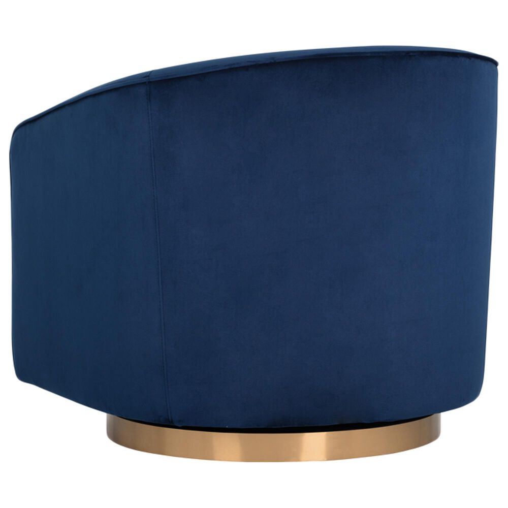 37B Hazel Swivel Lounge Chair in Navy Blue Sky Velvet, , large